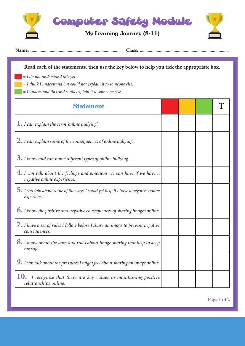 Computer Safety - Student Self-Assessment