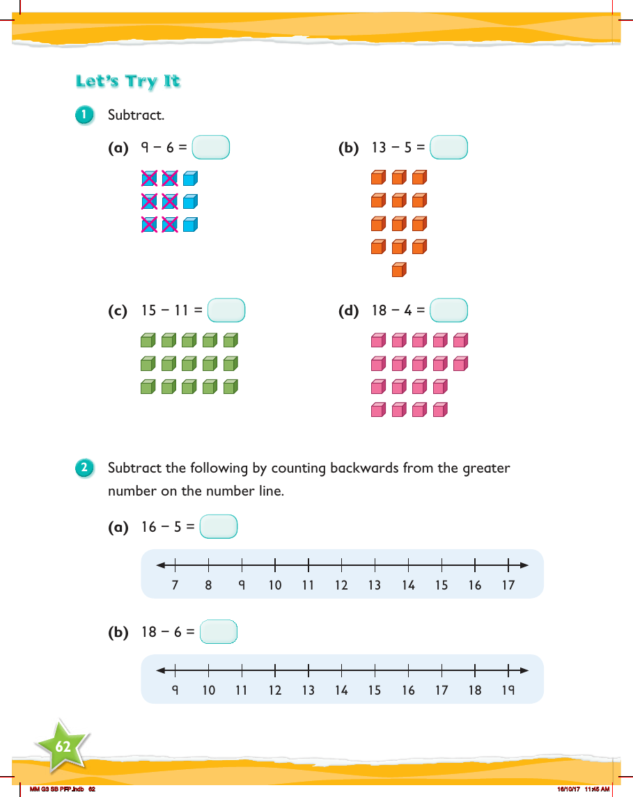 Max Maths, Year 3, Try it, Review of subtraction facts and mental subtraction (1)
