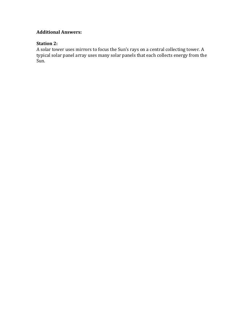 Electricity Production - Lab Station 2 Additional Answers