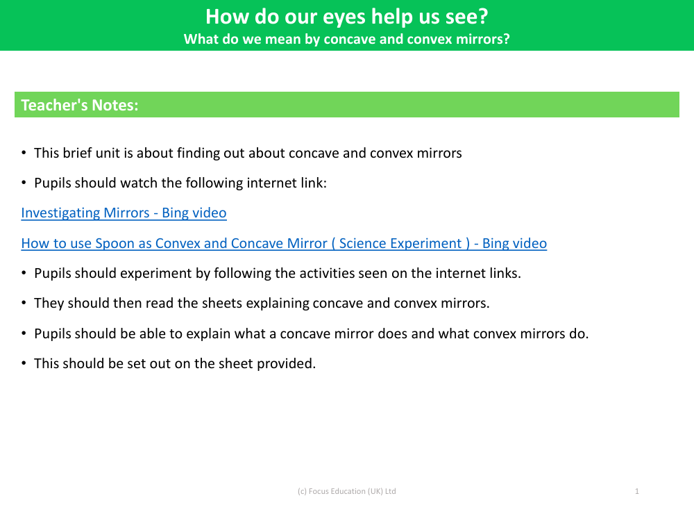 What do we mean by concave and convex mirrors? - Teacher's Notes