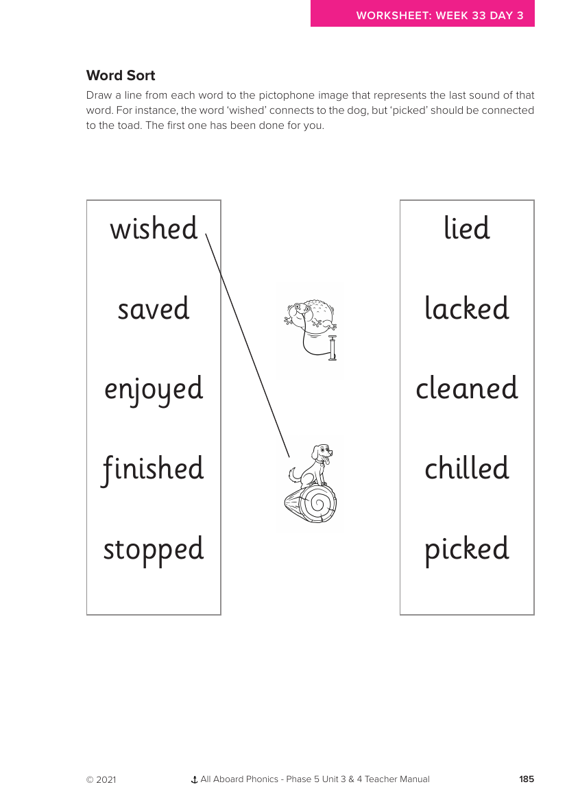 Week 33, lesson 3 Word Sort - Phonics Phase 5, unit 4 - Worksheet