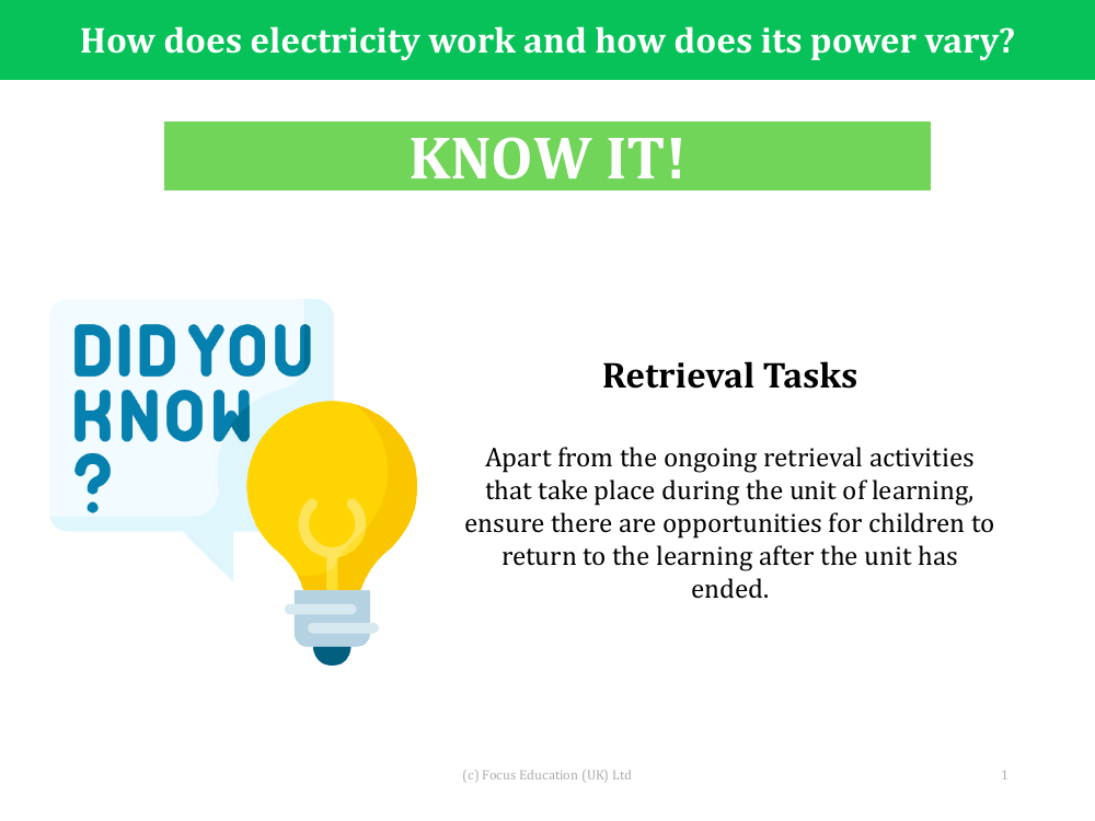 Know it! - Electricity - Year 6