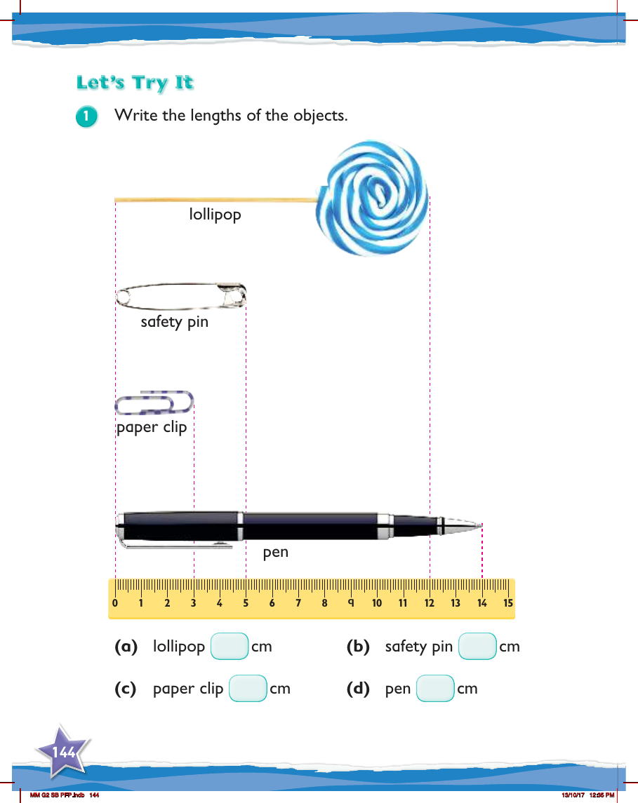 Max Maths, Year 2, Try it, Measuring length in centimetres and in metres (1)