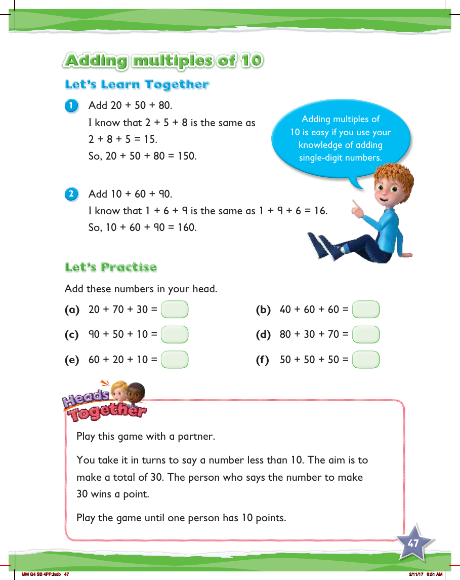 Max Maths, Year 4, Practice, Adding multiples of 10