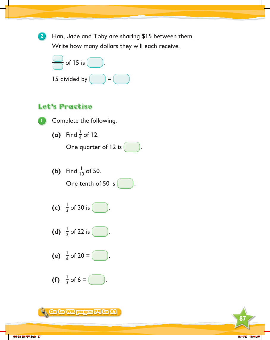 Max Maths, Year 3, Try it, Equivalent fractions (2)