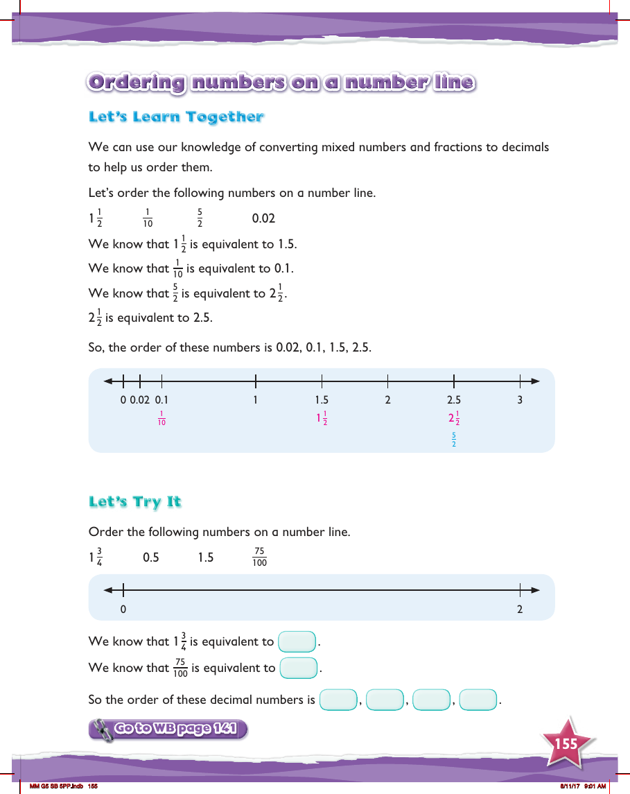 Max Maths, Year 5, Try it, Ordering numbers on a number line