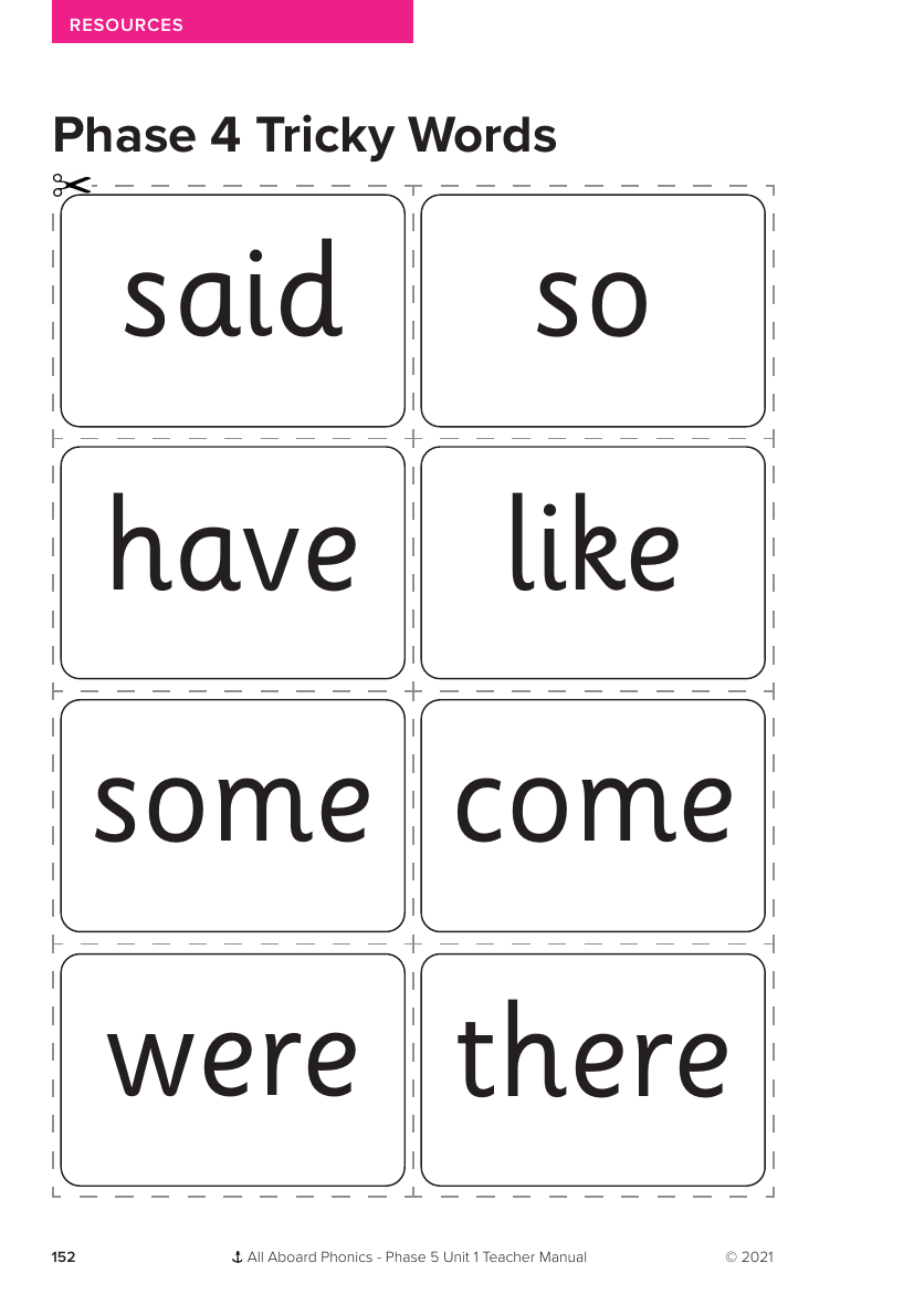 Phase 4 Tricky Words  - Phonics Phase 5, unit 1 - Resource