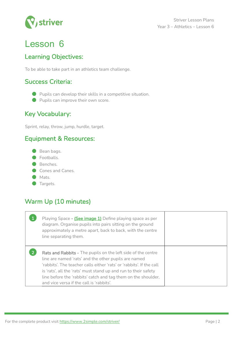 Athletics - Lesson 6