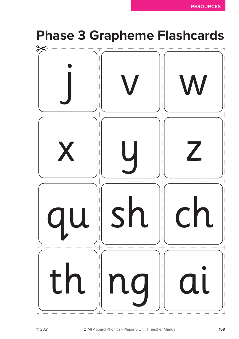 Phase 3 Grapheme Flashcards  - Phonics Phase 5, unit 1 - Resource