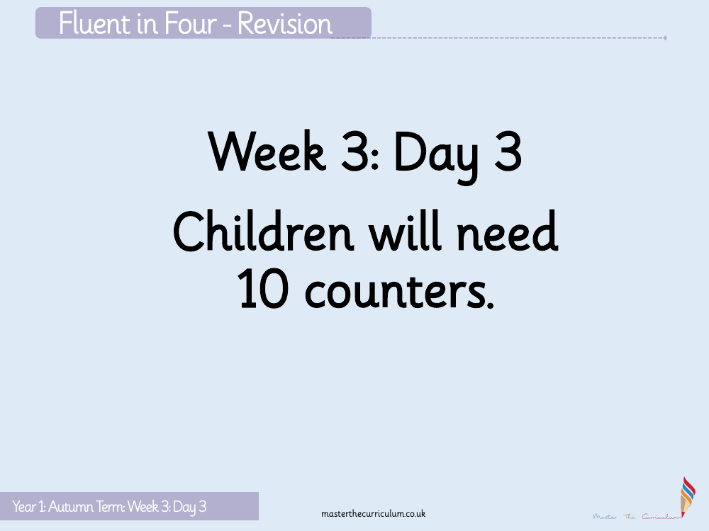 Place value within 10 - Introducing symbols - Starter