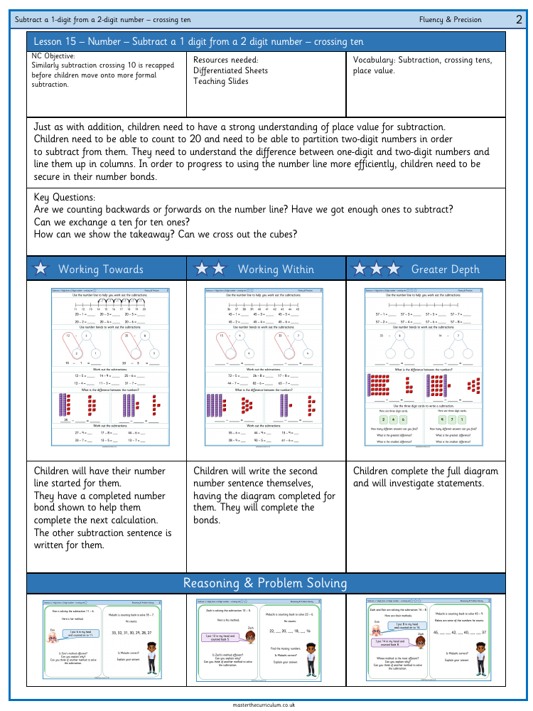 Addition and subtraction - Subtract one from two-digit numbers 2 - Worksheet