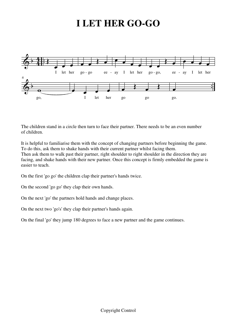 Singing Games Year 4 Notations - I let her go go