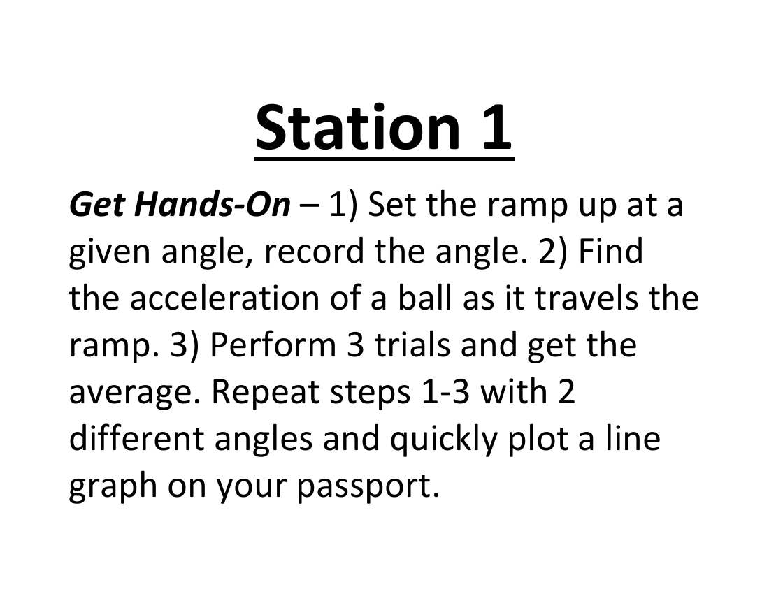 Uniform Acceleration - Lab Station Cards