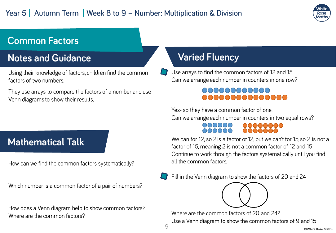 Common factors: Varied Fluency