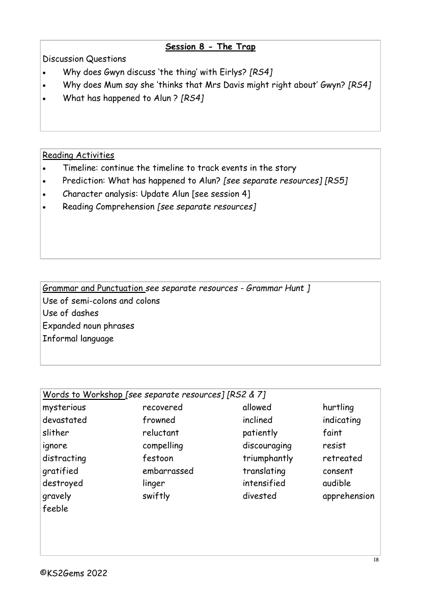 The Snow Spider - Session 8 - Worksheet