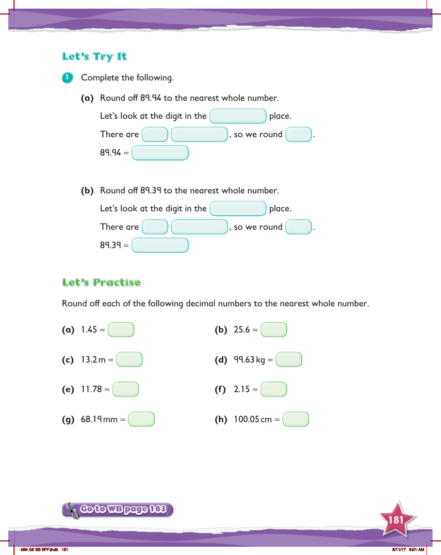 Max Maths, Year 5, Try it, Rounding off decimals