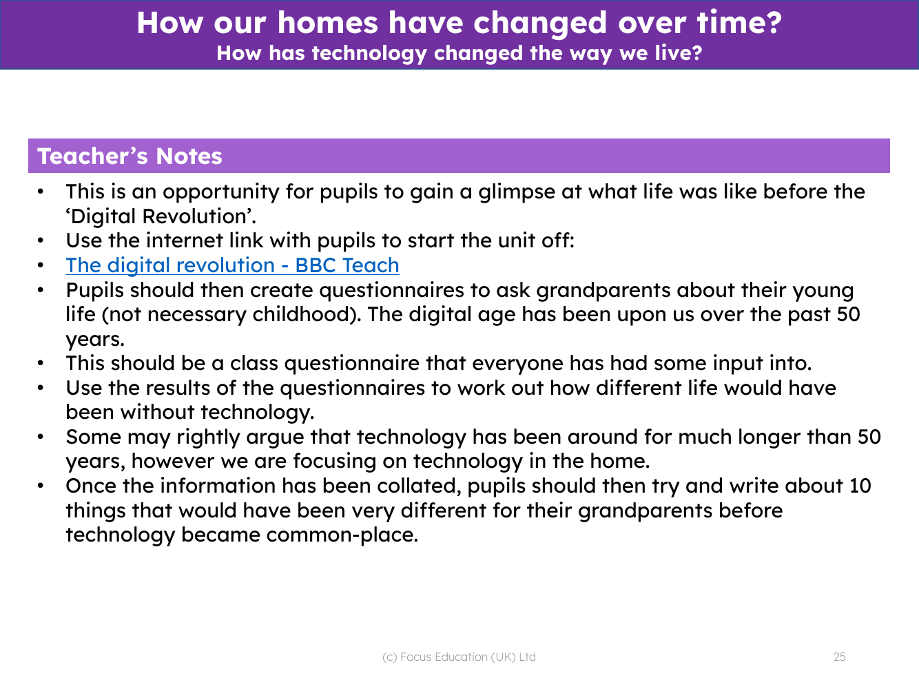 How has technology changed the way we live? - Teacher notes