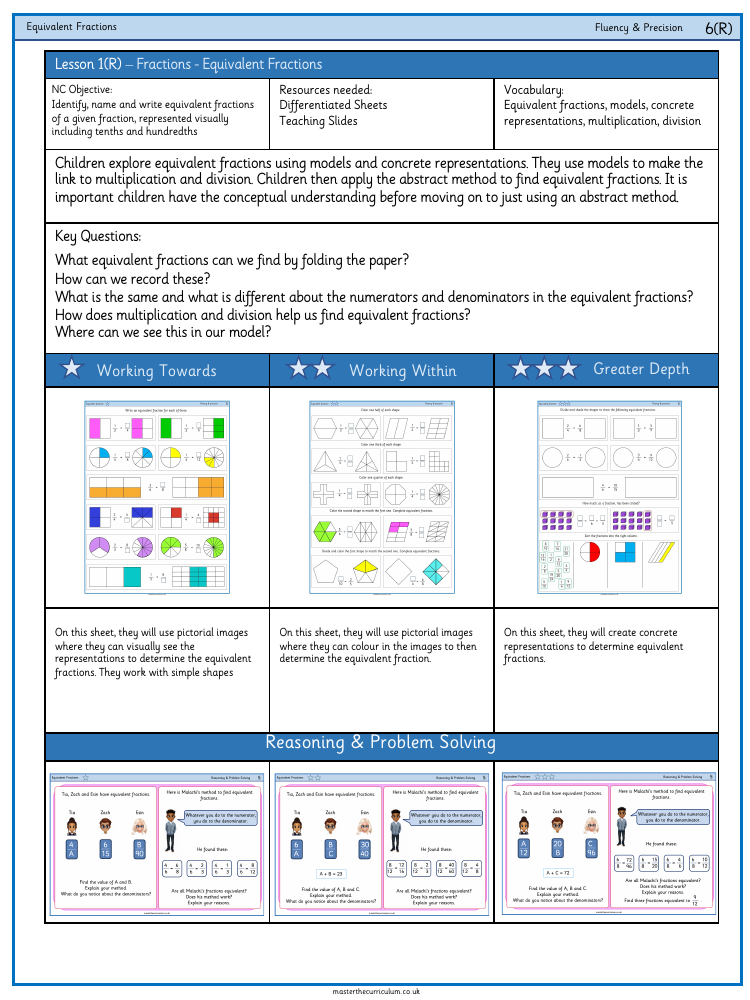 Fractions - Equivalent fractions - Worksheet