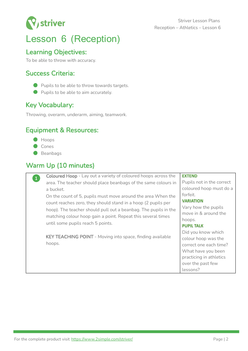 Athletics - Lesson 6