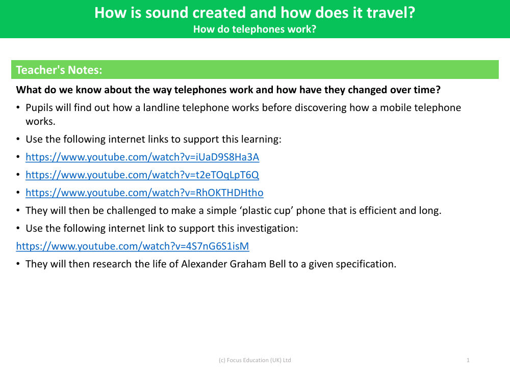 How do telephones work? - Teacher notes
