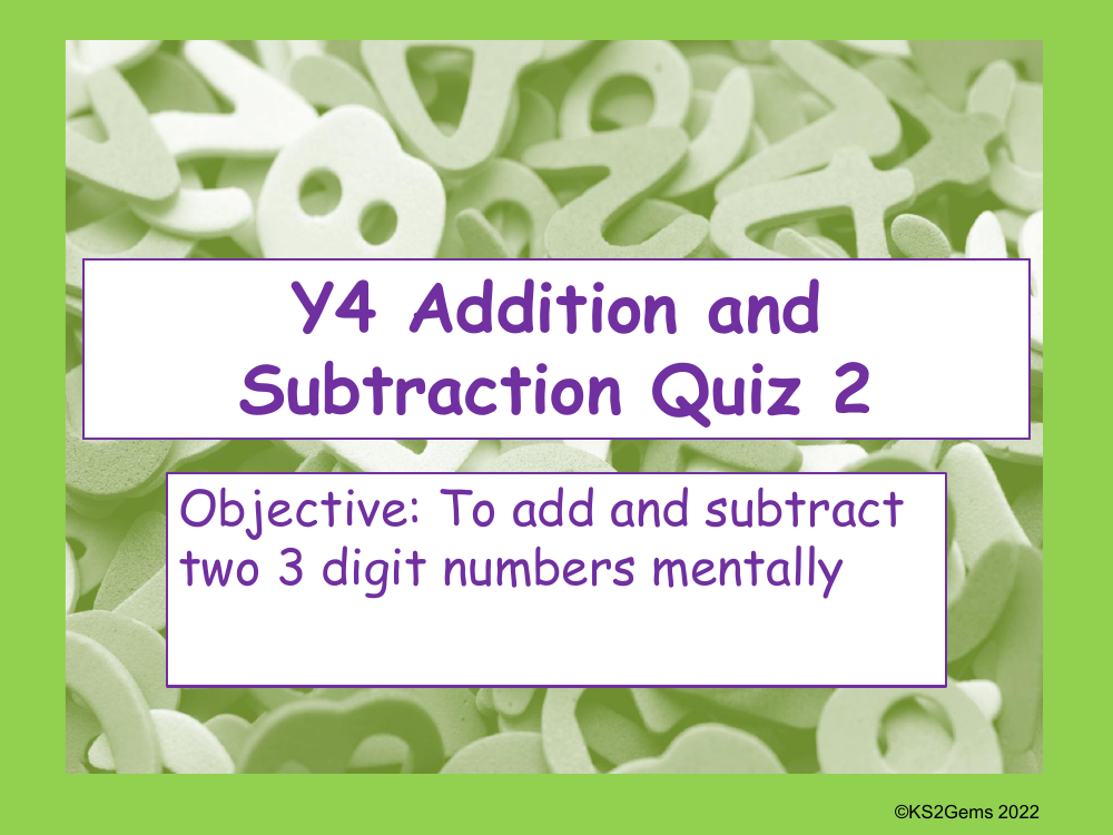 Addition and Subtraction Quiz 2