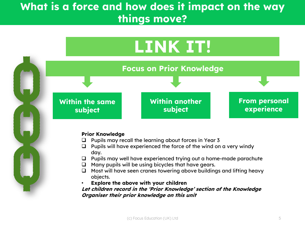Link it! Prior knowledge - Forces - 4th Grade