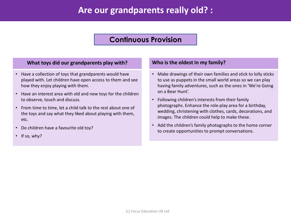 Are our grandparents really old? - Continuous Provision