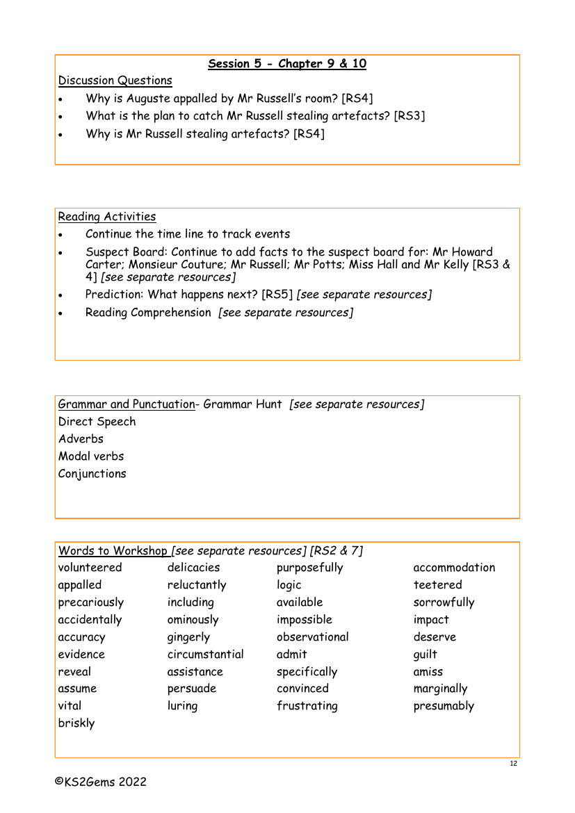 Tombful of Trouble - Session 5 - Worksheet