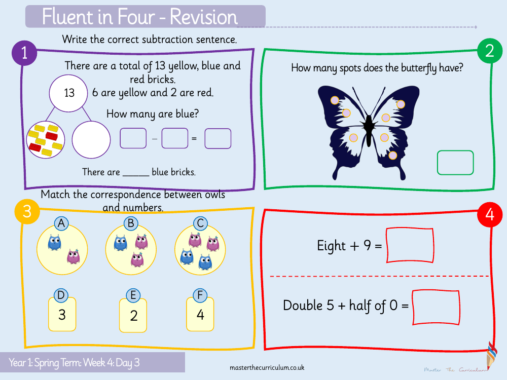 Addition and subtraction within 20 - Related facts - Starter