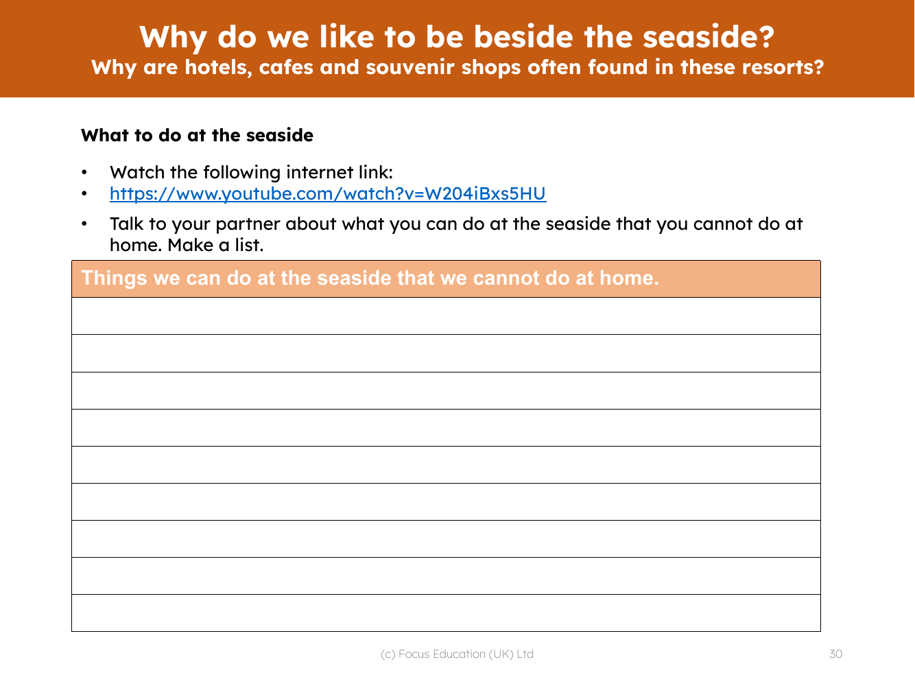 What to do at the seaside - Worksheet