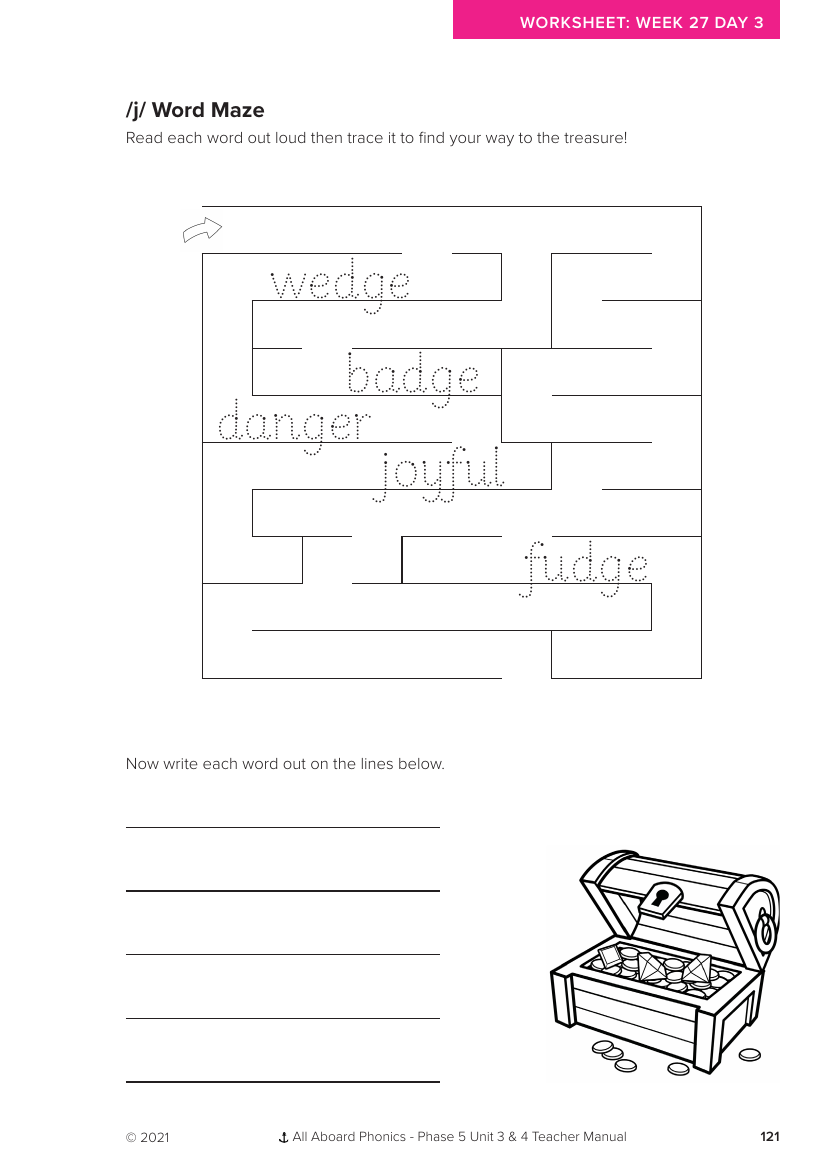 Week 27, lesson 3 Word Maze activity - Phonics Phase 5, unit 3 - Worksheet