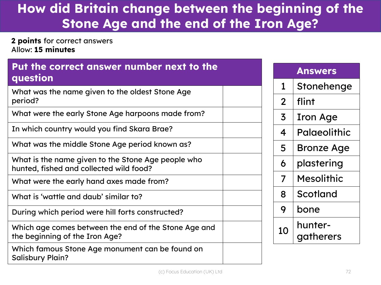 Mini quiz - Stone Age