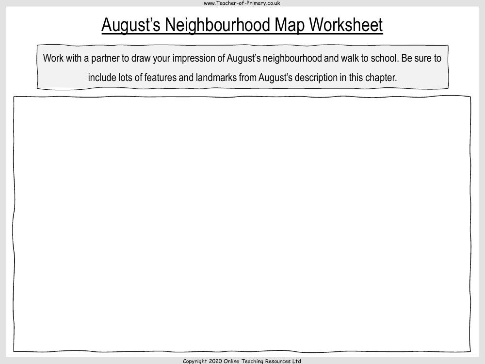 Wonder Lesson 12: First-day Jitters and Locks - August's Neighbourhood Map Worksheet