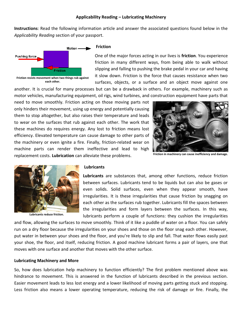 Forces - Applicability Reading