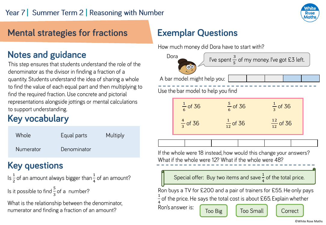 Mental strategies for fractions: Questions