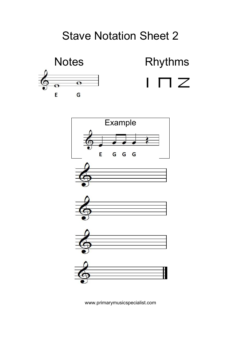 Pitch - Stave Notation Sheet Note Names 2