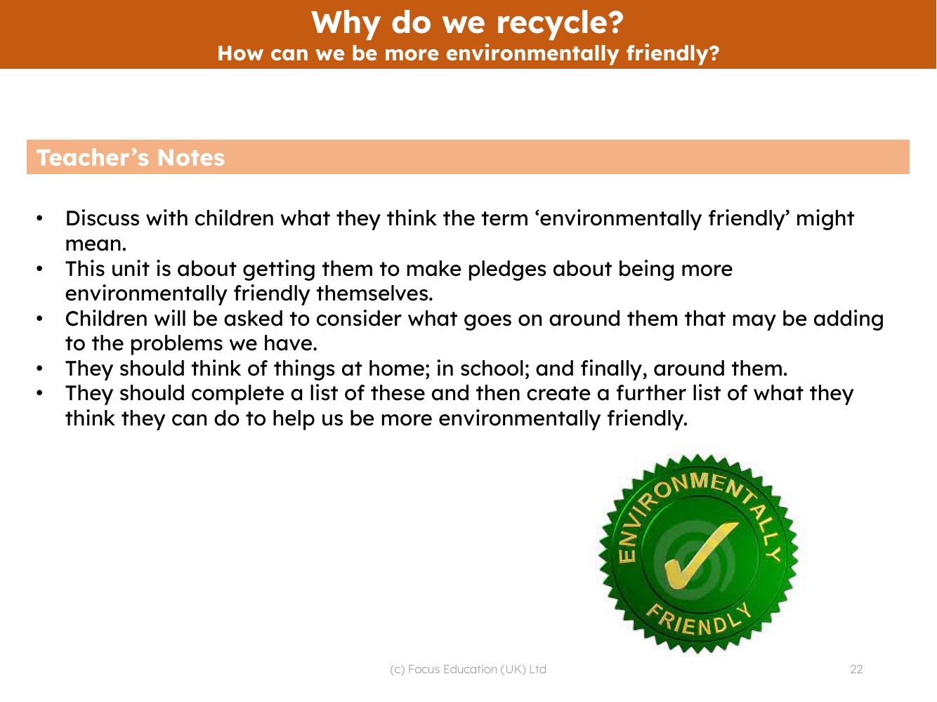 How can we be more environemntally friendly? - Teacher's notes