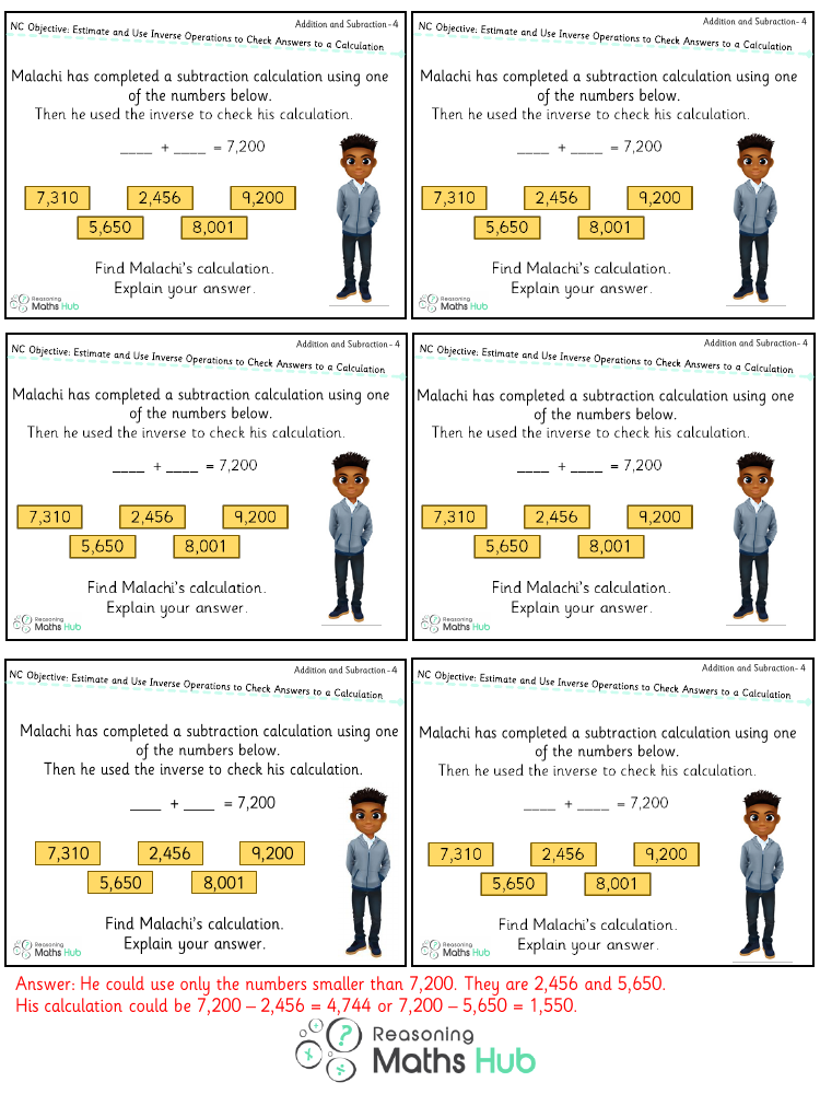 Estimate and use inverse operations to check answers to a calculation ...