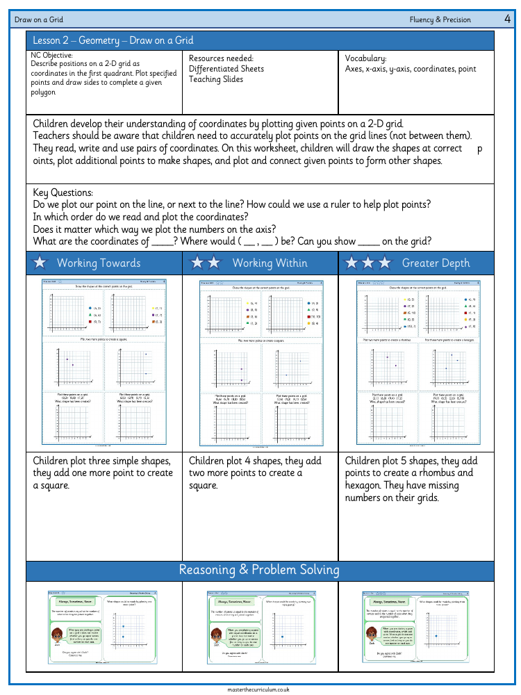 Position and Direction - Draw on a Grid - Worksheet