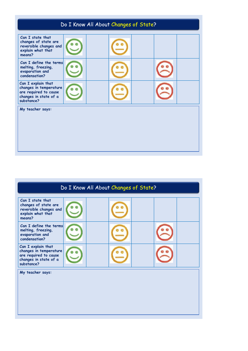 Changes of State - Self Assessment