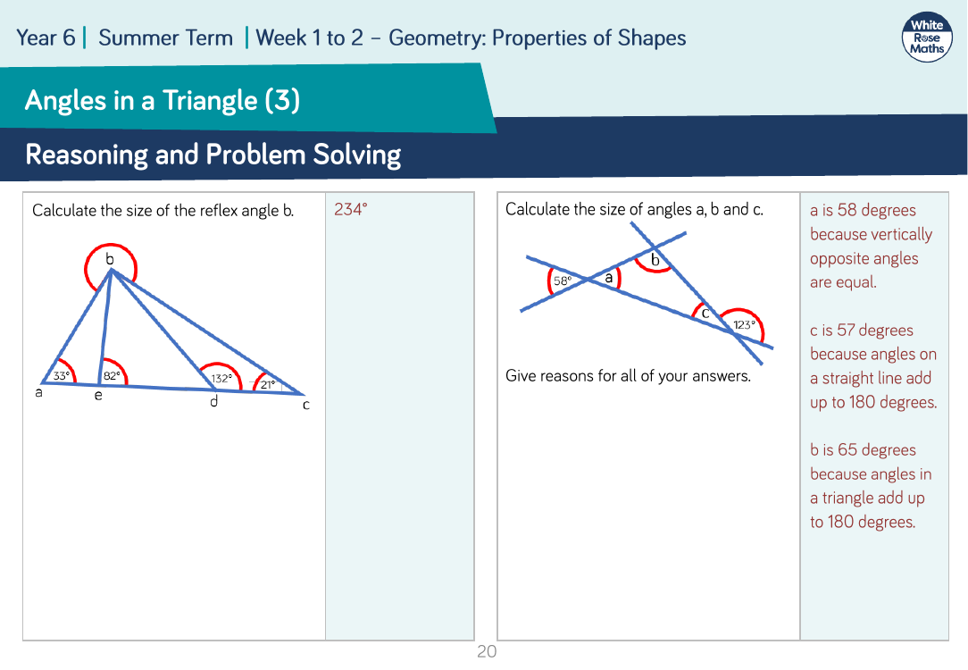 Angles in a Triangle (3): Reasoning and Problem Solving