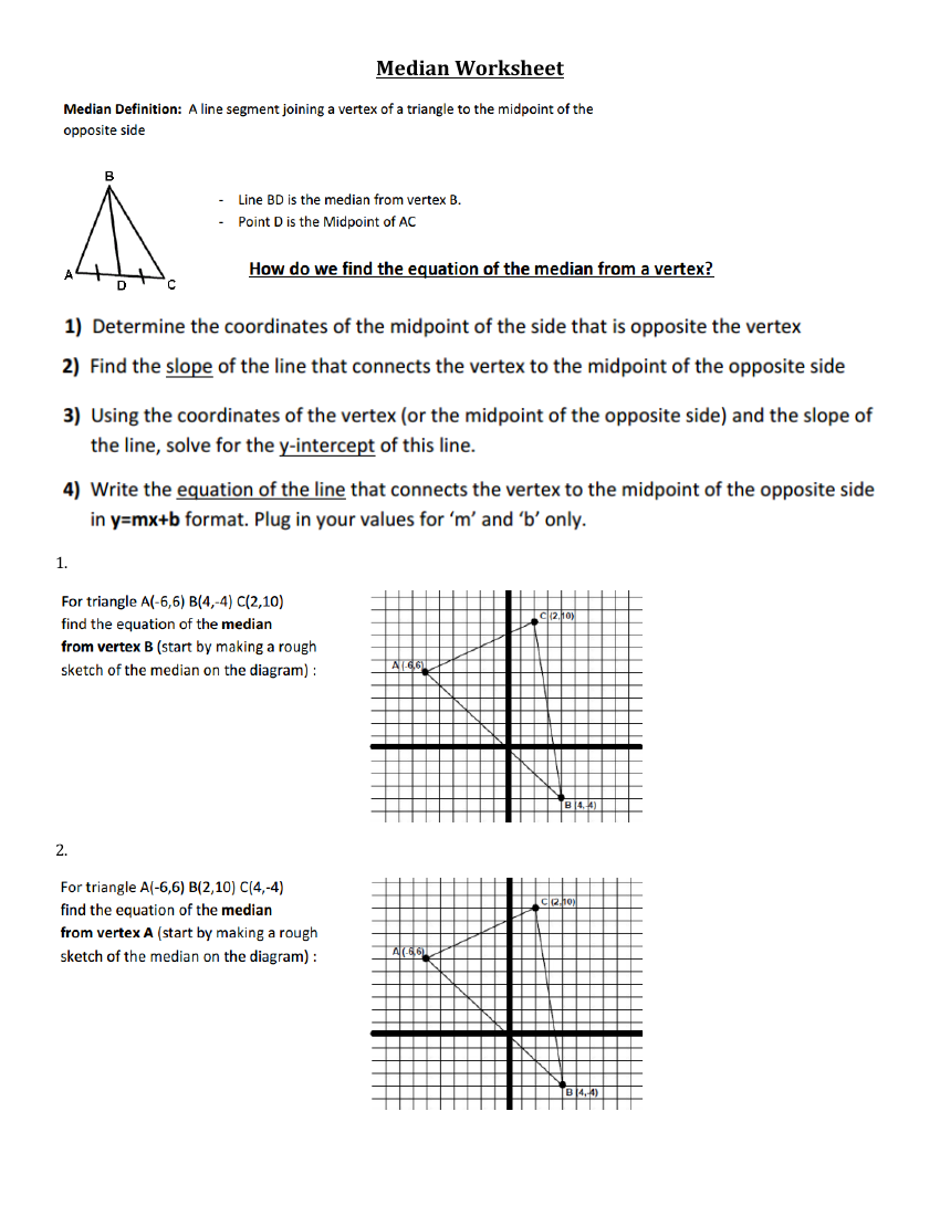 Median Worksheet