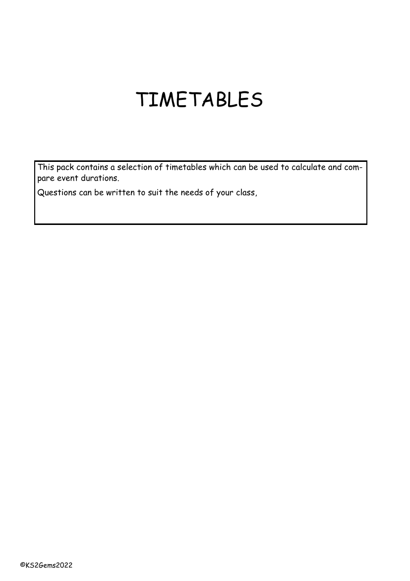 Example Timetables