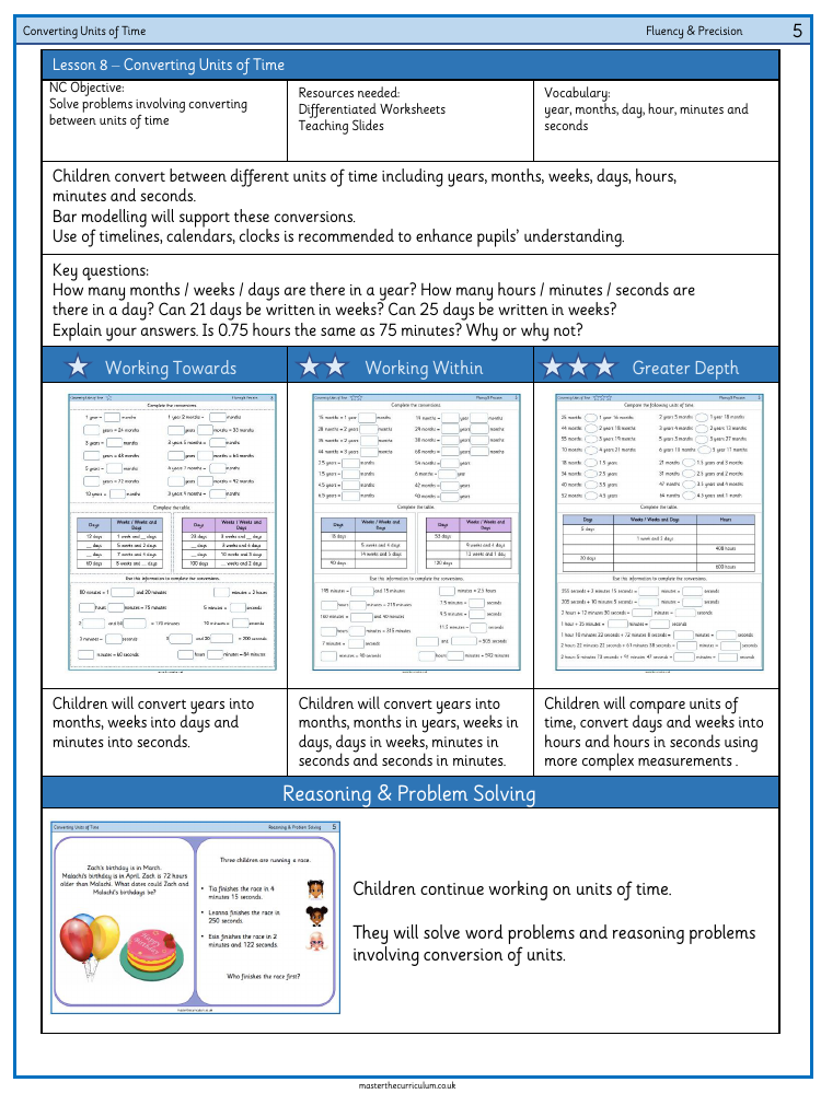 Converting Units - Converting Units of Time - Worksheet