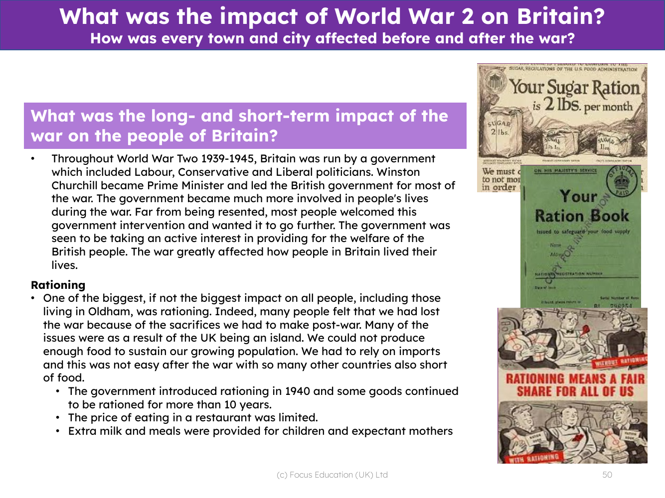 Long-term and short-term impact of the war on Britain - Info sheet