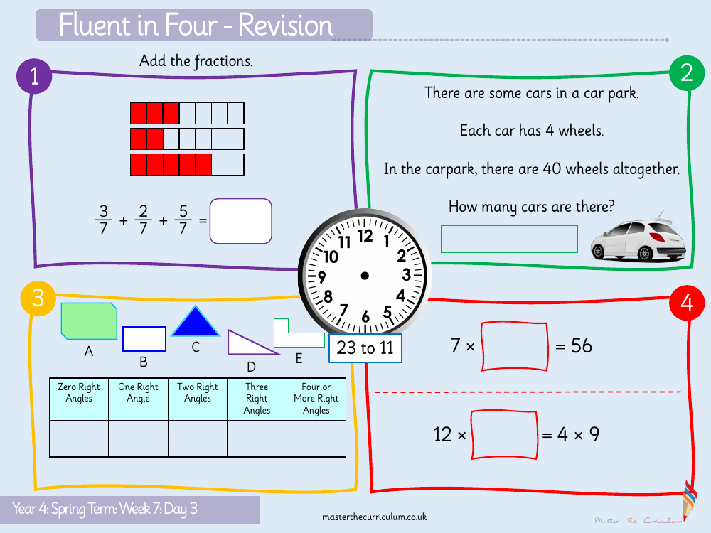 Fractions - Subtract fractions - Starter