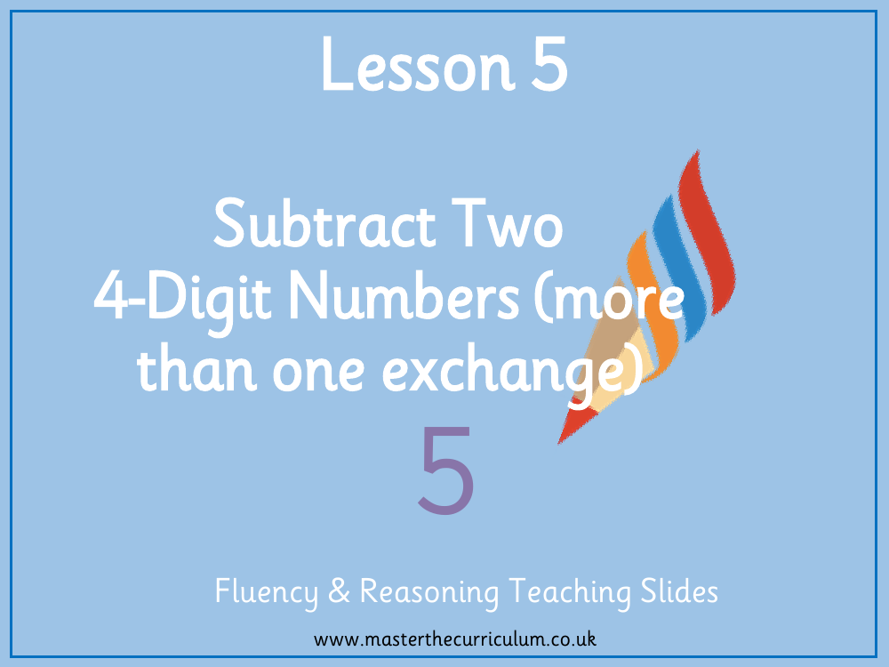 Addition and Subtraction - Subtract two 4-digit numbers ( more than one exchange - Presentation