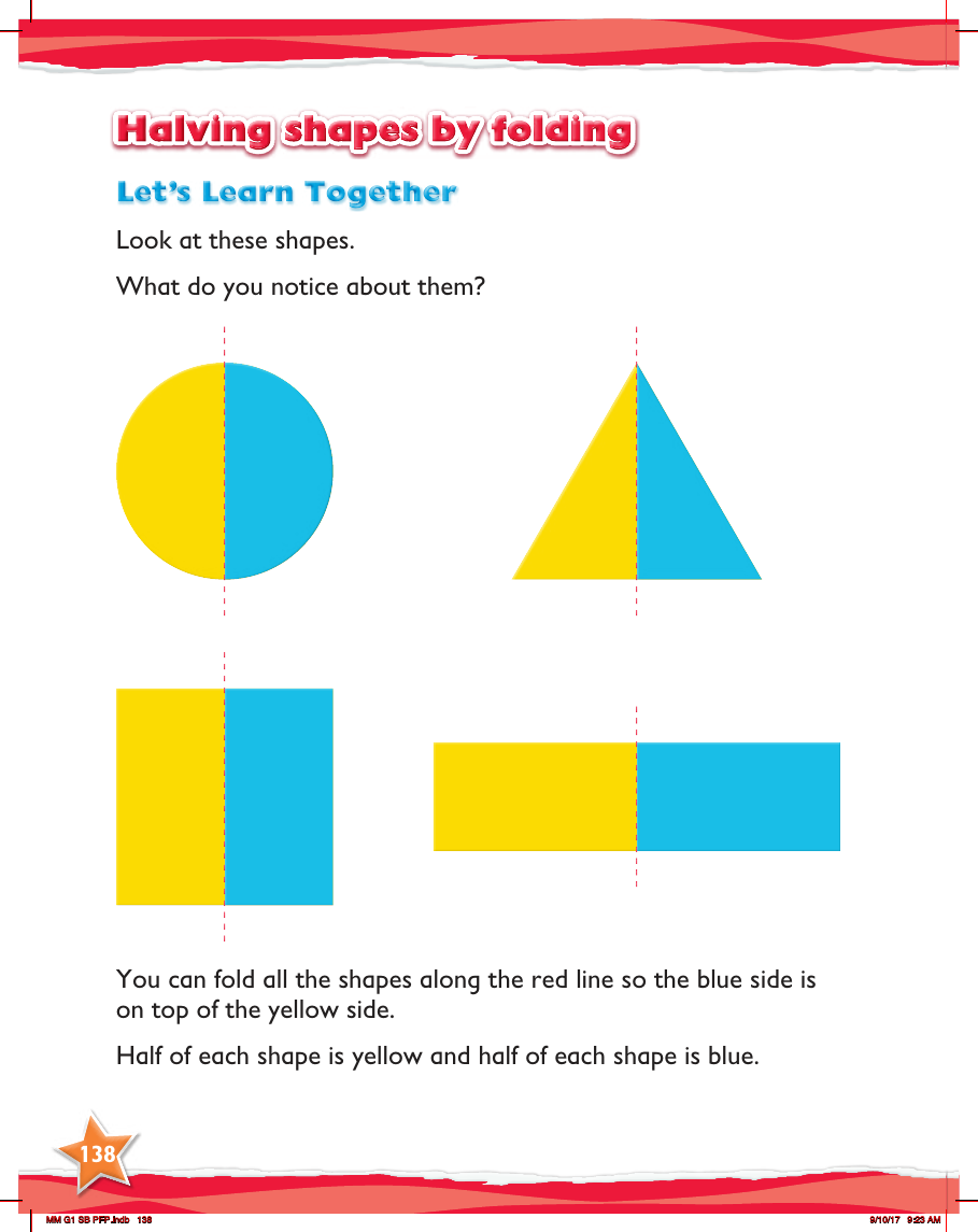 Max Maths, Year 1, Learn together, Halving shapes by folding