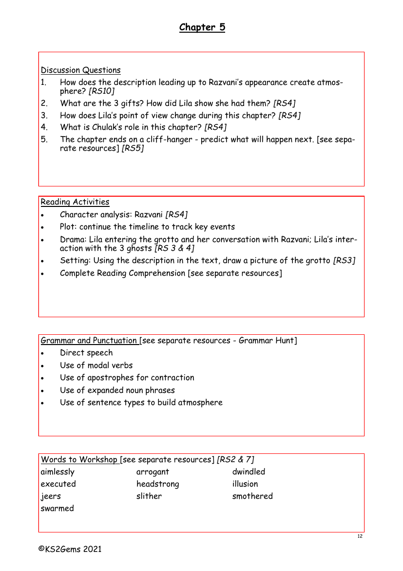 The Firework Maker's Daughter - Chapter 5 - Worksheet