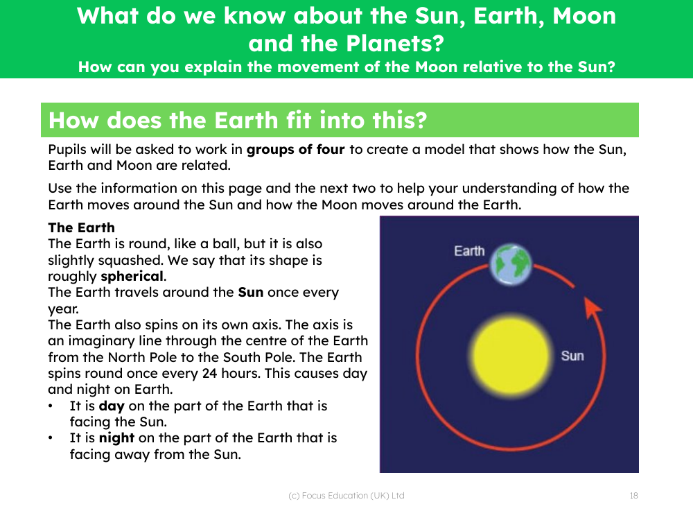 Earth, Moon and Sun - Info pack